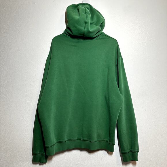 Vintage NIKE Hoodie Sweatshirt Gray Tag Y2K Kangaroo Pouch Drawstring Green XL - Picture 6 of 6